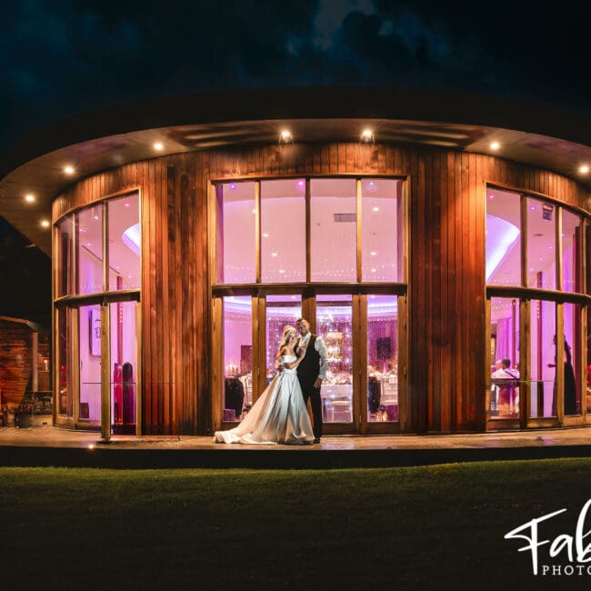 outbarn clitheroe night photo with venue in the background